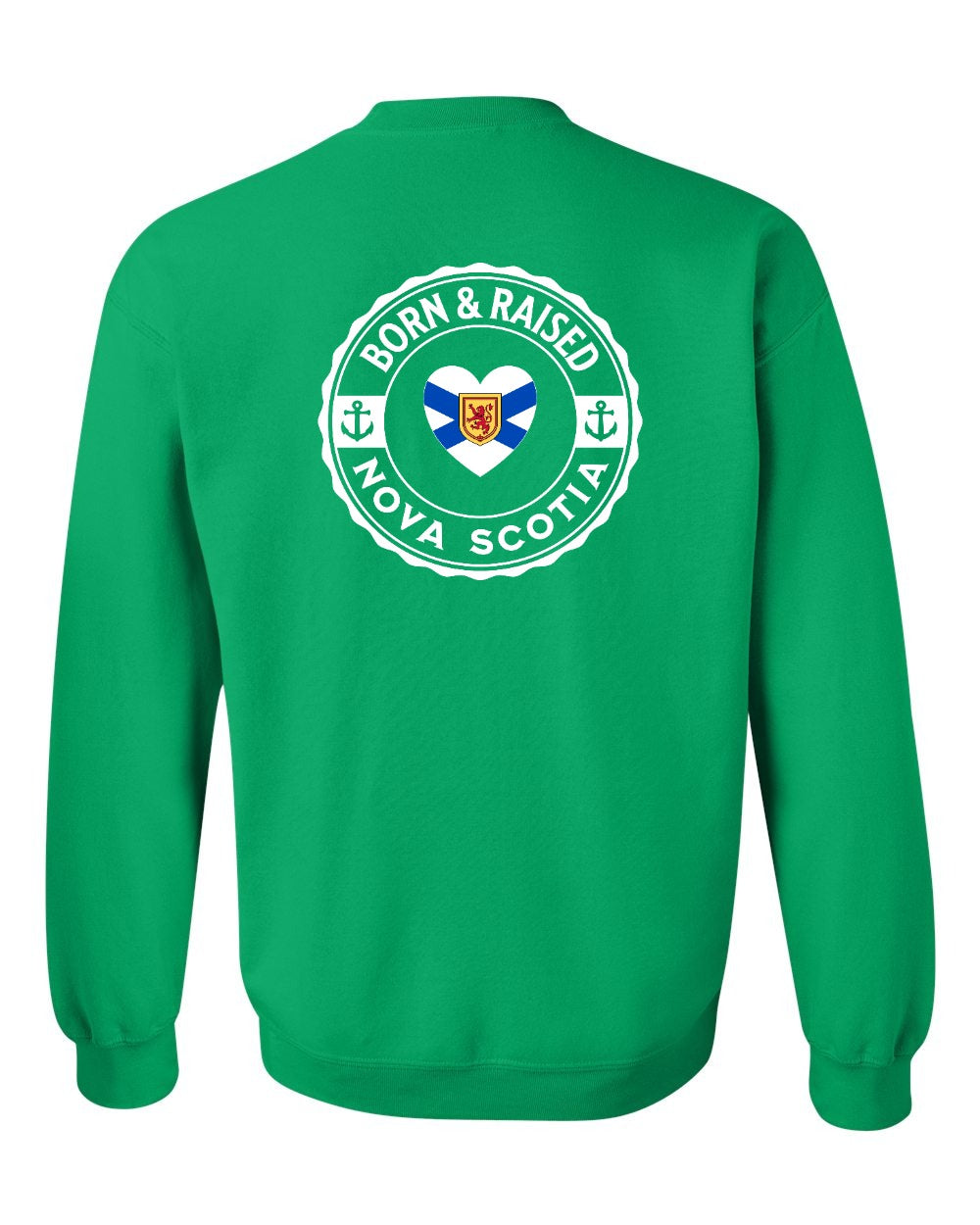 Born and Raised NS Heart Flag Left Chest & Back Crewneck Sweatshirt - Unisex