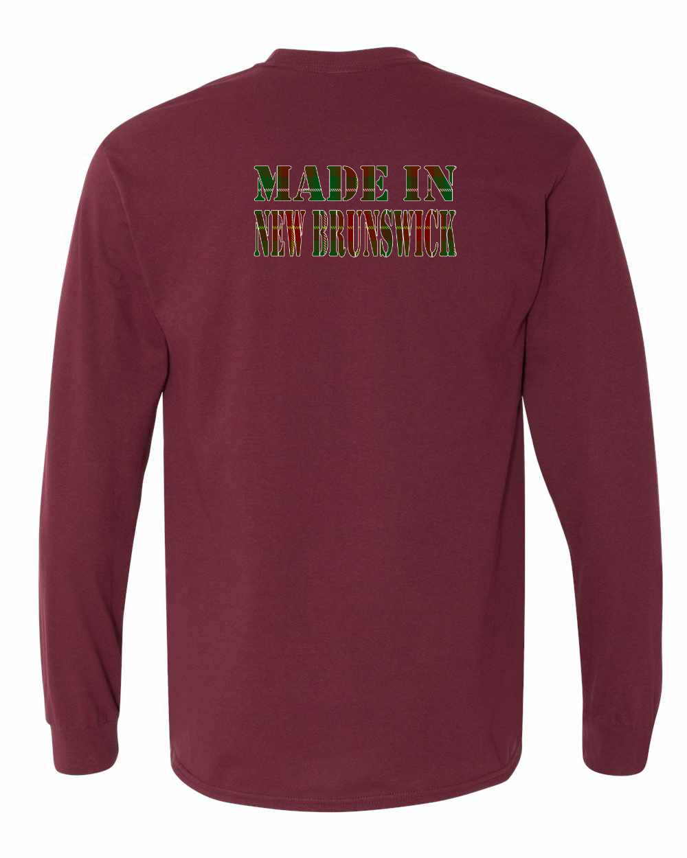 Made In NB ( Tartan Lettering) Left Chest and Back Long Sleeve Tee - Unisex