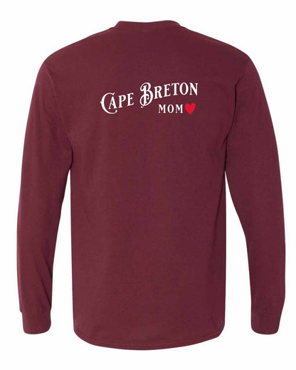 Cape Breton Mom Left Chest and Back Long Sleeve Tee