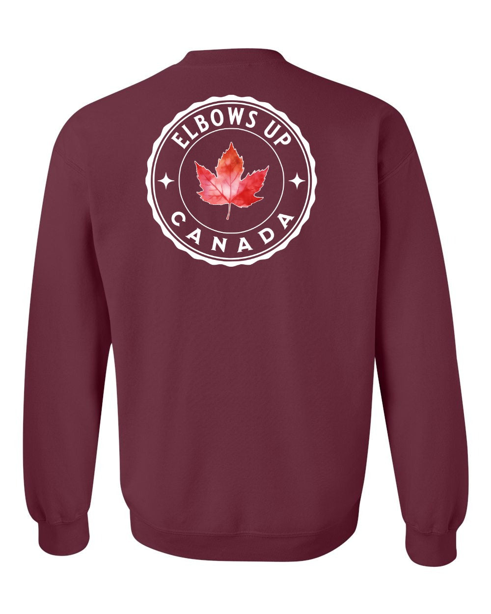 Elbows up Leaf Left Chest and Back Crewneck Sweatshirt - Gildan Canada (sewn Internationally) - Unisex