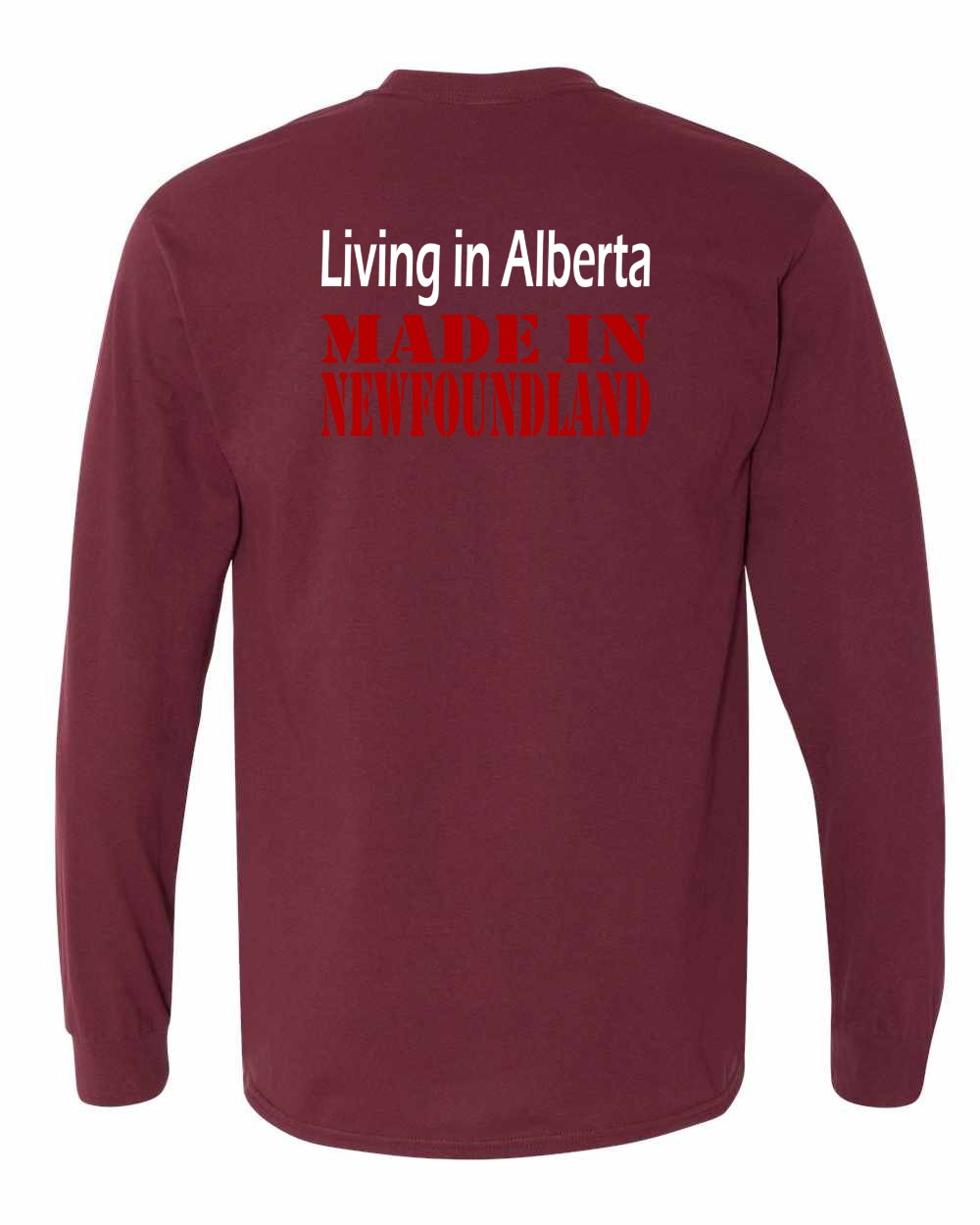 Living Alberta Made in Newfoundland Left Chest and Back Long Sleeve