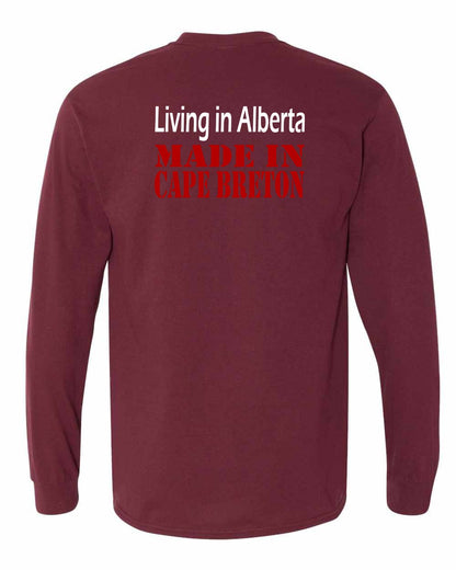 Living Alberta Made in Cape Breton Left Chest and Back Long Sleeve Tee