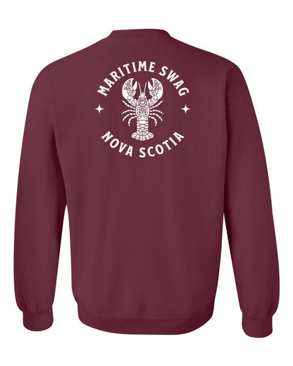 Maritime Swag Nova Scotia Mandala white Lobster Left Chest and Back crew-neck