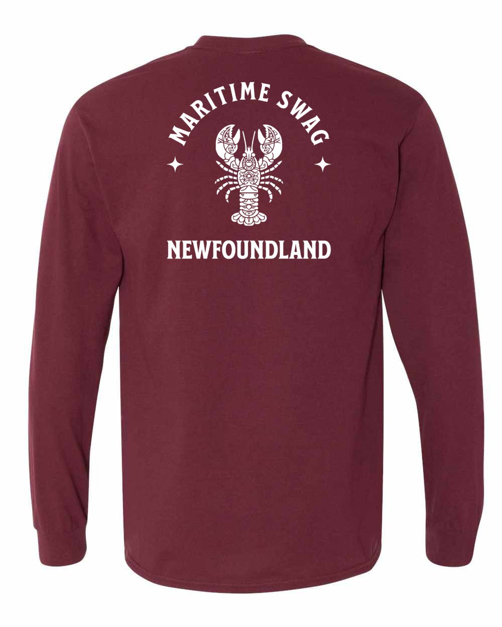 Maritime Swag NFLD Mandala white Lobster Left Chest and Back Long Sleeve - Unisex