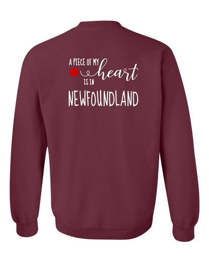 A piece of My heart in Newfoundland (Red Heart) Left Chest and Back Crewneck Sweatshirt