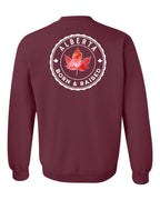 Born And Raised Alberta Left Chest and Back Crewneck Sweatshirt - Gildan Canada (sewn Internationally) - Unisex