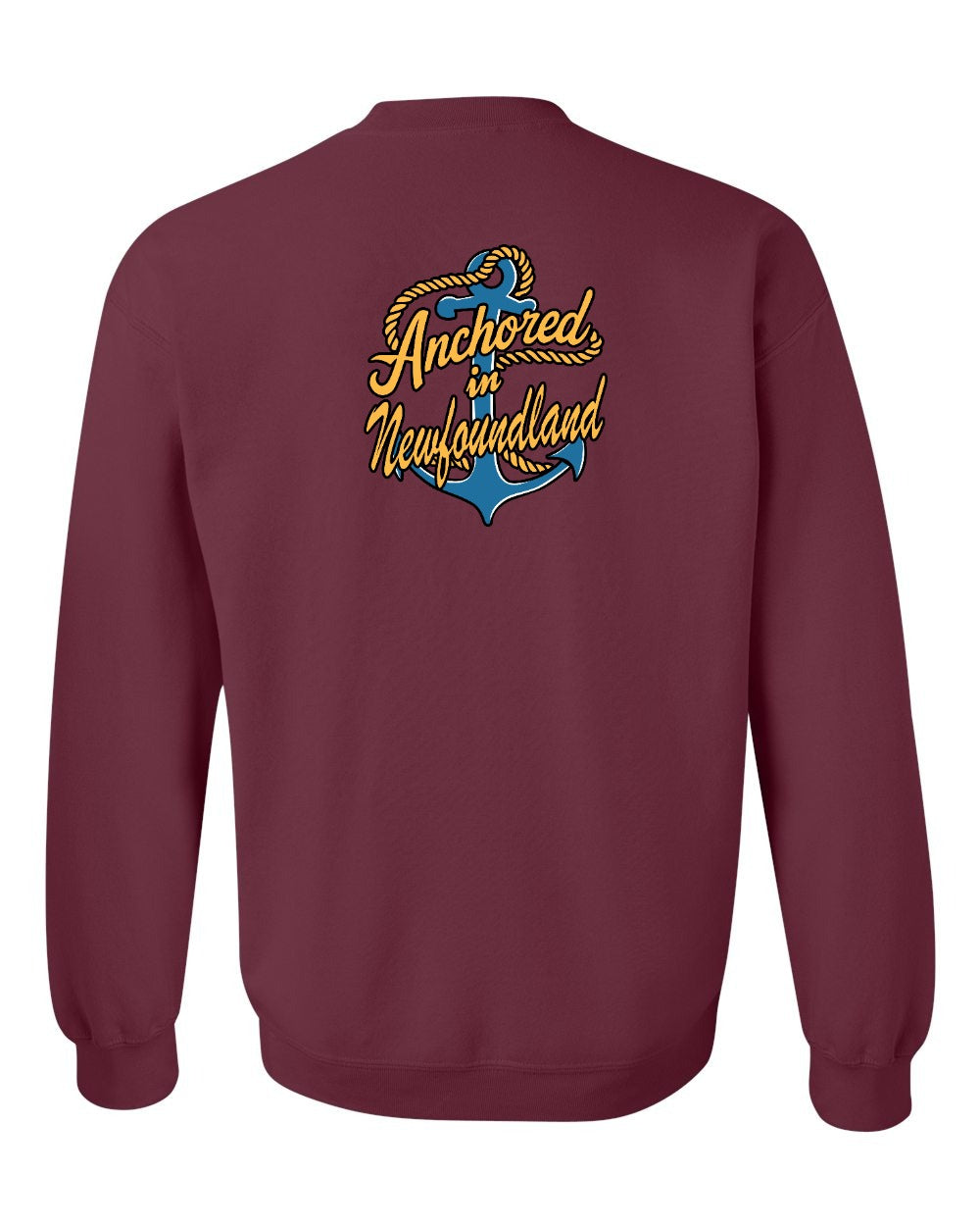 Anchored in Newfoundland (New Design) Left Chest and Back Crewneck Sweatshirt