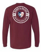 Born and Raised NFLD Heart Flag Left Chest & Back Long Sleeve Tee - Unisex