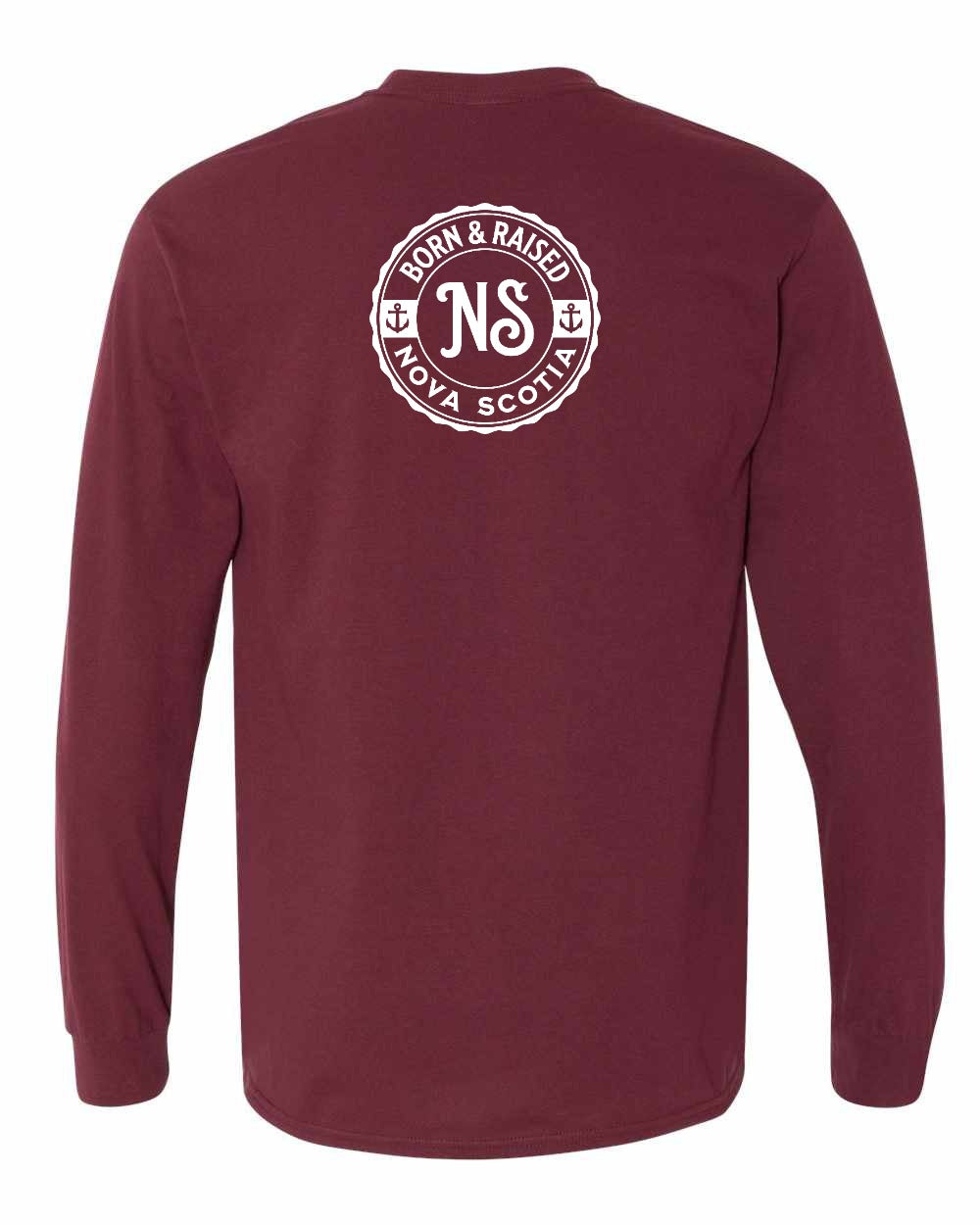 Born & Raised Nova Scotia Left Chest and Back Long Sleeve Tee
