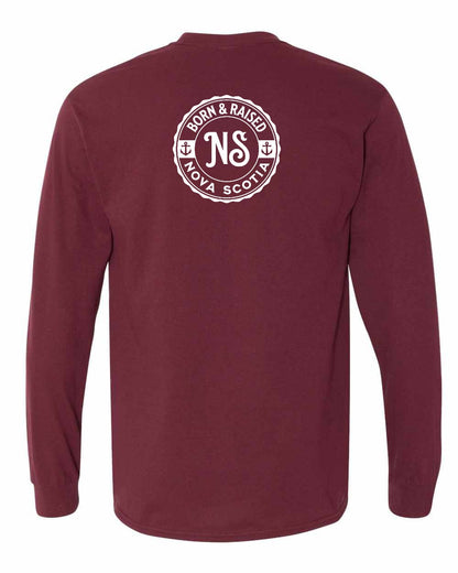 Born & Raised Nova Scotia Left Chest and Back Long Sleeve Tee