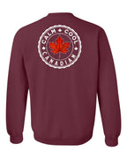 Calm Cool Canadian Leaf Left Chest and Back Crewneck Sweatshirt - Gildan Canada (sewn Internationally) - Unisex
