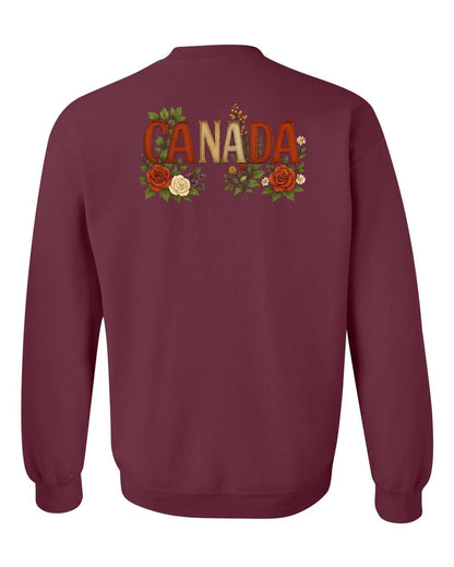 Canada Flowers Left Chest and Back Crewneck