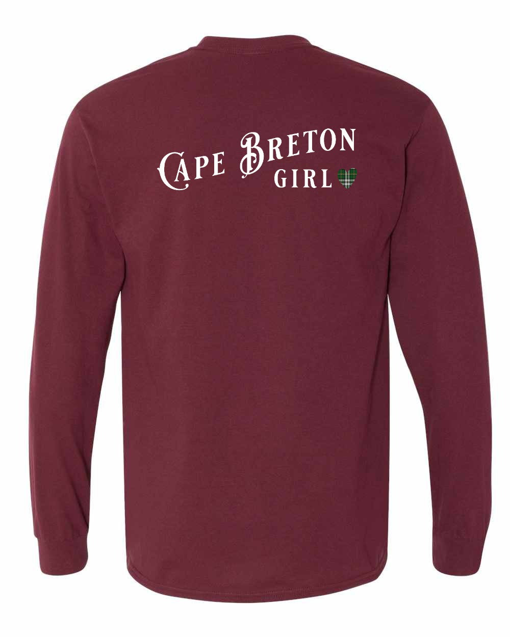 Cape Breton Girl Tartan Left Chest and Back Long Sleeve Tee