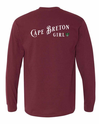 Cape Breton Girl Tartan Left Chest and Back Long Sleeve Tee