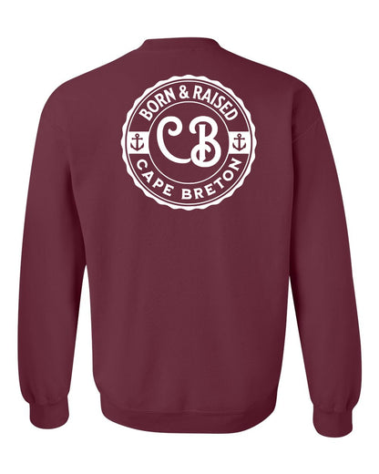 Born & Raised Cape Breton Left Chest and Back Crewneck Sweatshirt