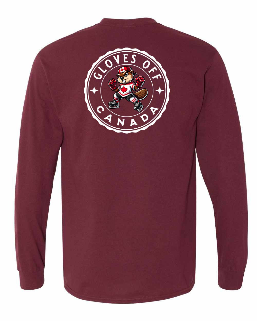 Gloves Off Beaver Left Chest and Back Long Sleeve - Gildan Canada (sewn Internationally) - Unisex