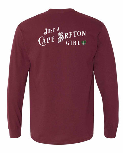 Just a Cape Breton Girl Tartan Left Chest and Back Long Sleeve Tee