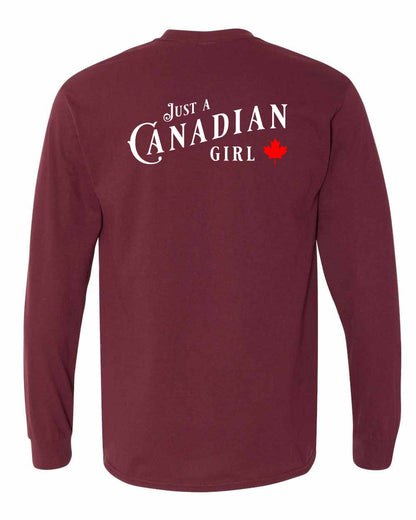 Just a canadian Girl Left Chest and Back Long Sleeve