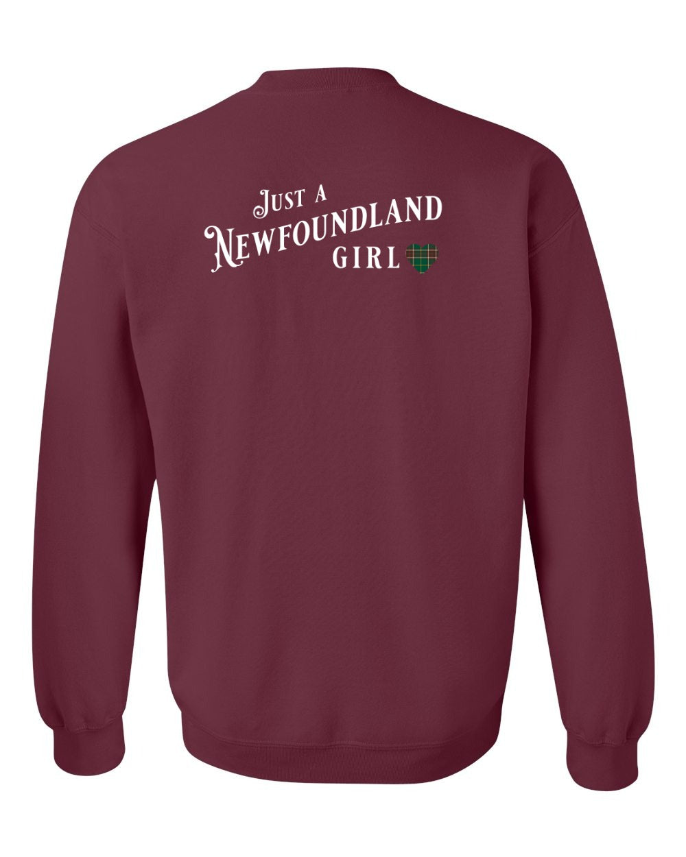 Just a NFLD Girl Tartan Left Chest and Back Crewneck Sweatshirt - Unisex