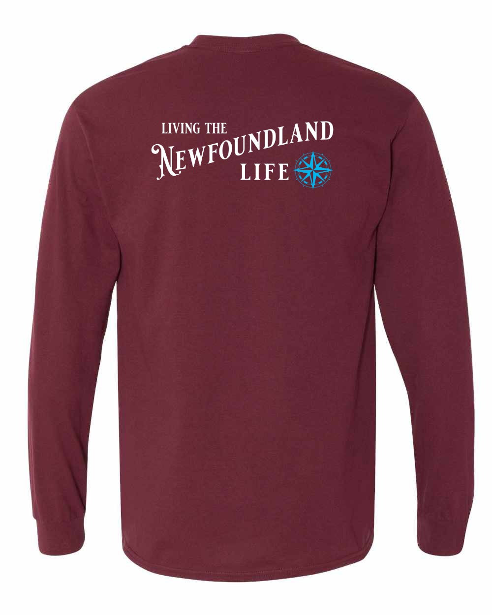 Living the NFLD Life blue Left Chest and Back Long Sleeve - Unisex