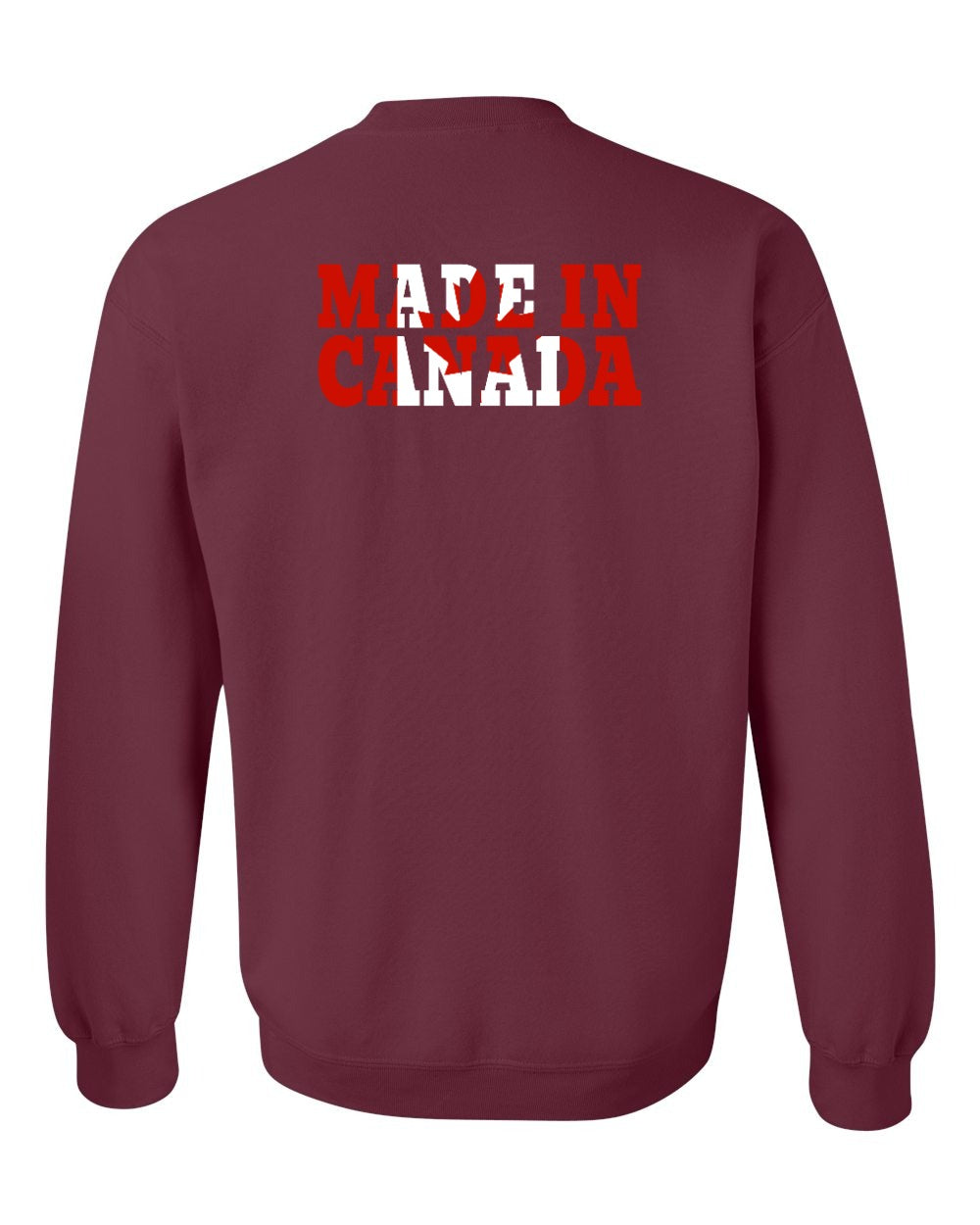 Made in Canada Flag Background Left Chest and Back Crewneck Sweatshirt - Gildan Canada (sewn Internationally) - Unisex