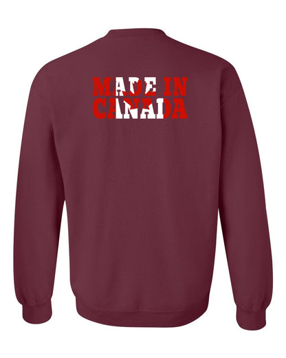Made in Canada Flag Background Left Chest and Back Crewneck