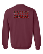 Made in Canada Plaid Background Left Chest and Back Crewneck Sweatshirt - Gildan Canada (sewn Internationally) - Unisex