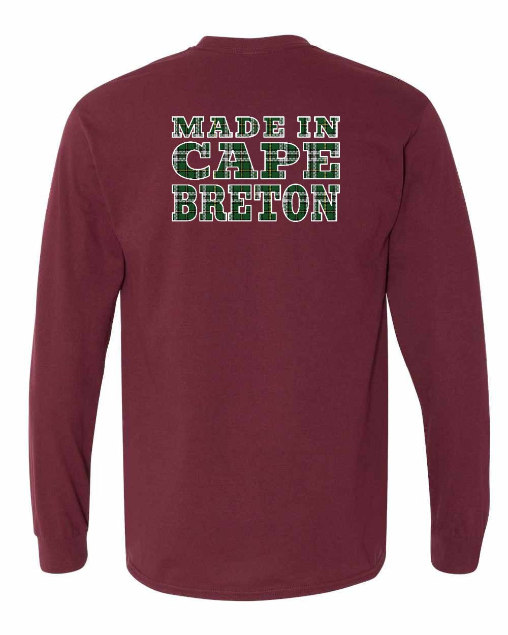 Made In Cape Breton Tartan Left Chest and Back Long Sleeve Tee