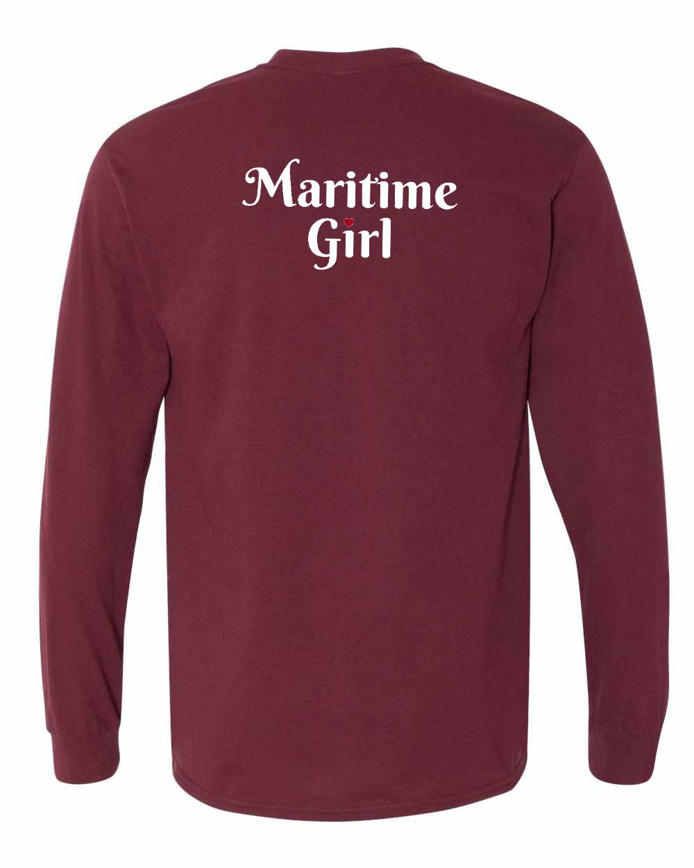 Maritime Girl Heart Dot Left Chest & Back Long Sleeve Tee - Unisex