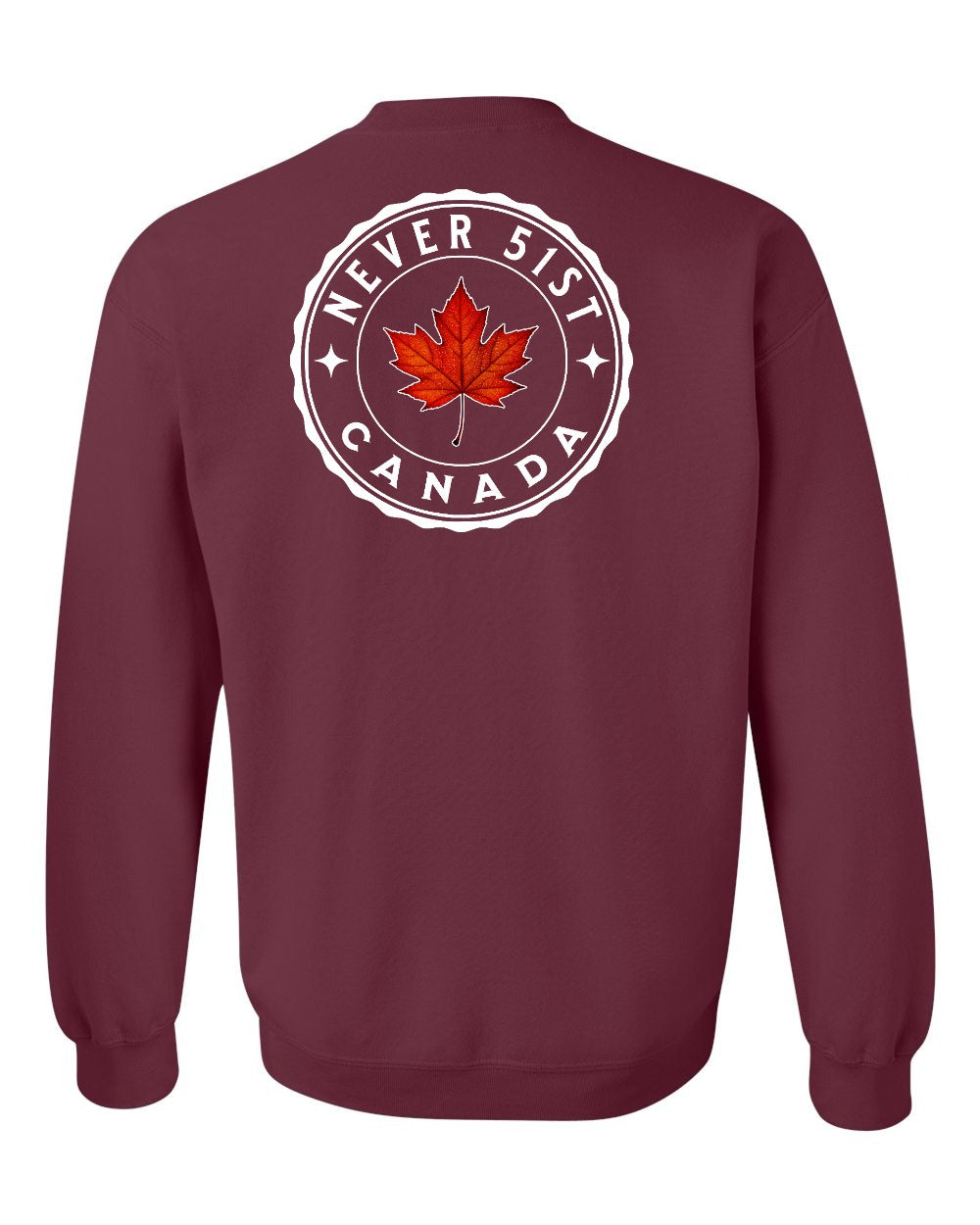 Never 51st Leaf Left Chest and Back Crewneck Sweatshirt - Gildan Canada (sewn Internationally) - Unisex