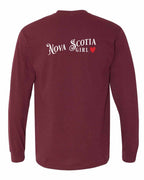 NS Girl Red Heart Left Chest and Back Long Sleeve Tee - Unisex