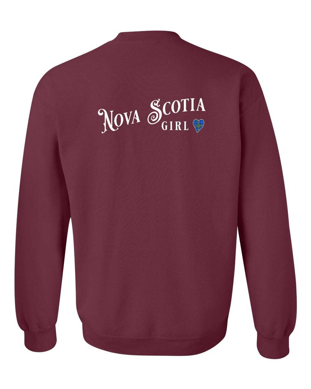 Nova Scotia Girl Tartan Heart Left Chest and Back crew-neck