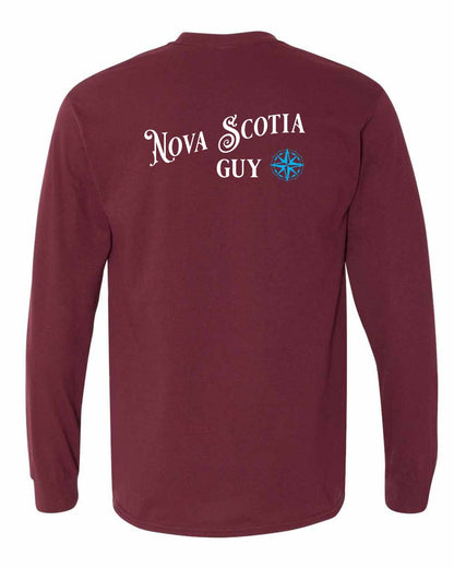 Nova Scotia Guy blue Left Chest and Back Long Sleeve Tee