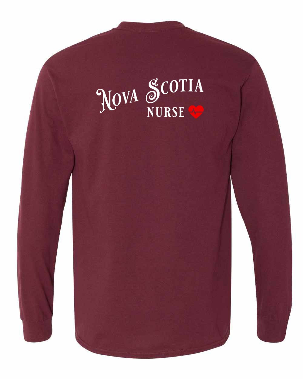 Nova Scotia Nurse Left Chest and Back Long Sleeve Tee