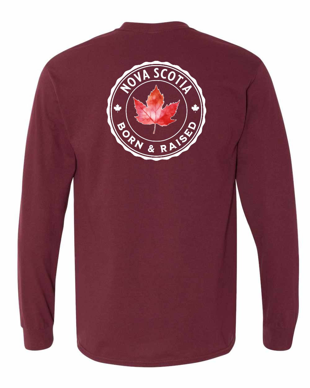 Born and Rasied NS Left Chest and Back Long Sleeve - Gildan Canada (sewn Internationally) - Unisex