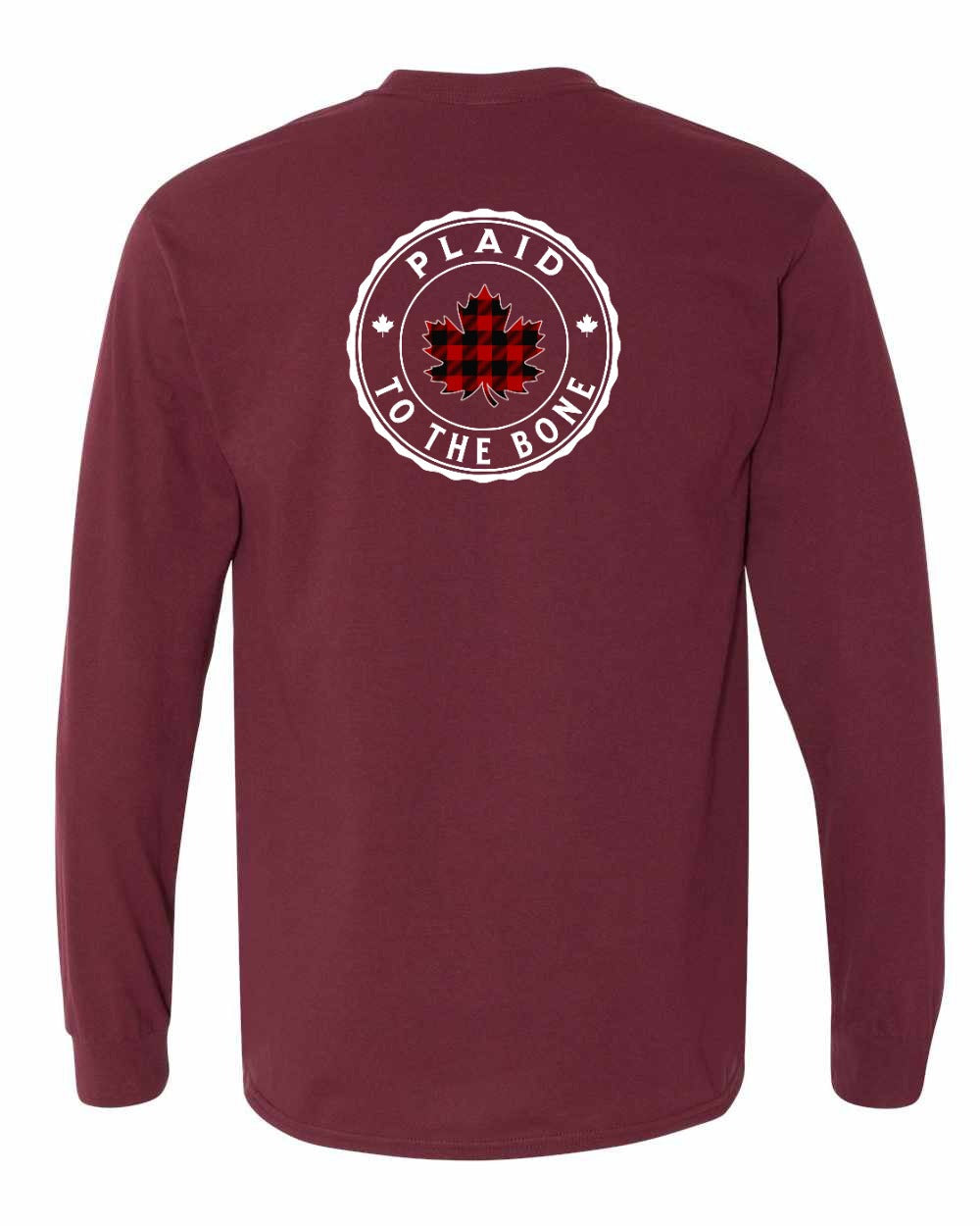 Plaid to the Bone Circle Leaf Left Chest and Back Long Sleeve - Gildan Canada (sewn Internationally) - Unisex