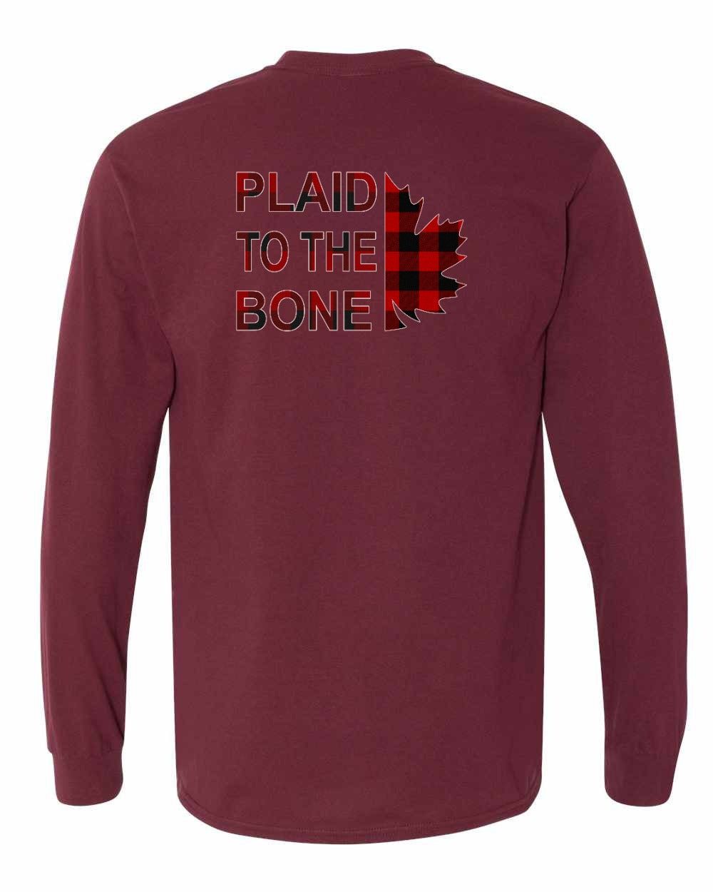 Plaid to the Bone Stacked Leaf Left Chest and Back Long Sleeve