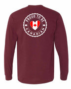 Proud to be Canadian Heart Flag Left Chest and Back Long Sleeve - Gildan Canada (sewn Internationally) - Unisex