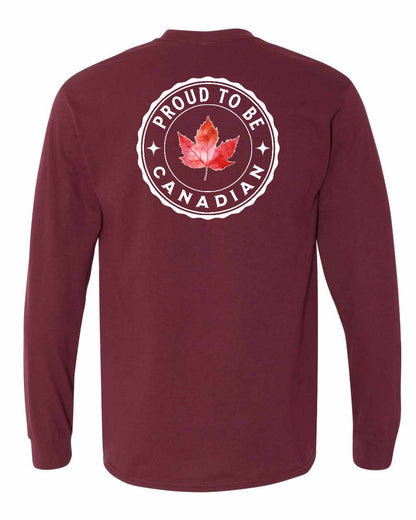 Proud to be Canadian Leaf Left Chest and Back Long Sleeve