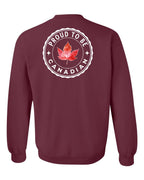 Proud to be Canadian Leaf Left Chest and Back Crewneck Sweatshirt - Gildan Canada (sewn Internationally) - Unisex