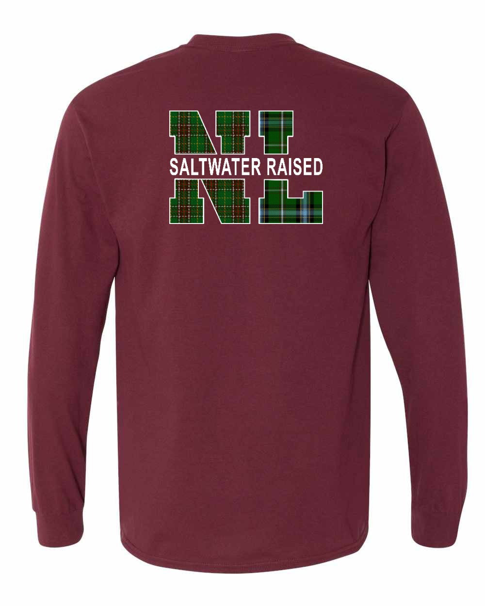 NFLD and Labrador Saltwater Left Chest and Back Long Sleeve Tee - Unisex