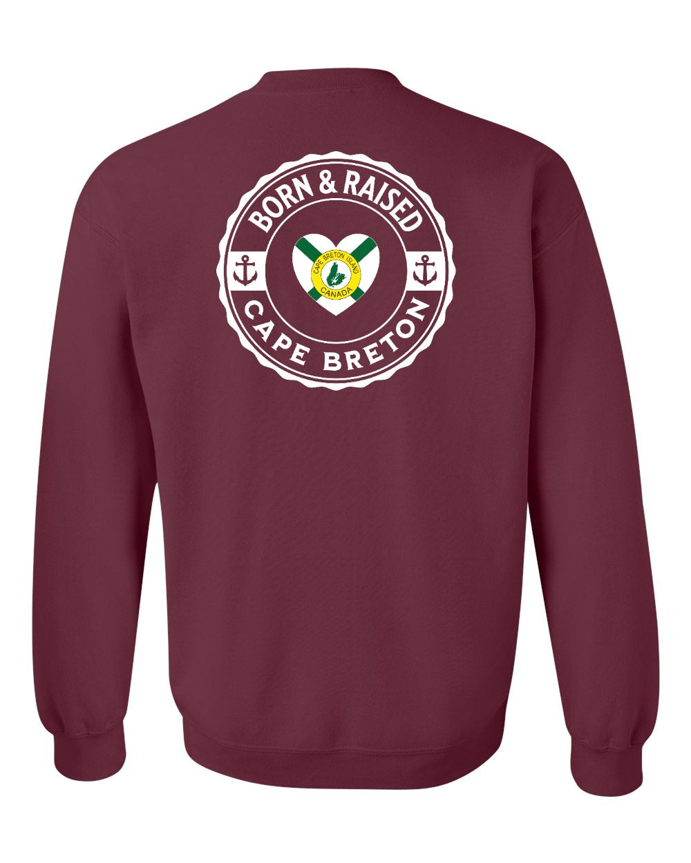 Born and Raised CB Heart Flag Left Chest & Back Crewneck Sweatshirt - Unisex