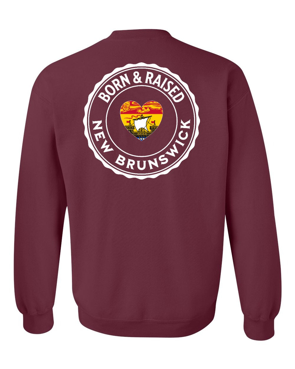 Born and Raised NB Heart Flag Left Chest & Back Crewneck Sweatshirt - Unisex