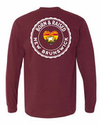Born and Raised NB Heart Flag Left Chest & Back Long Sleeve Tee - Unisex