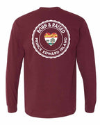 Born and Raised PEI Heart Flag Left Chest & Back Long Sleeve Tee - Unisex