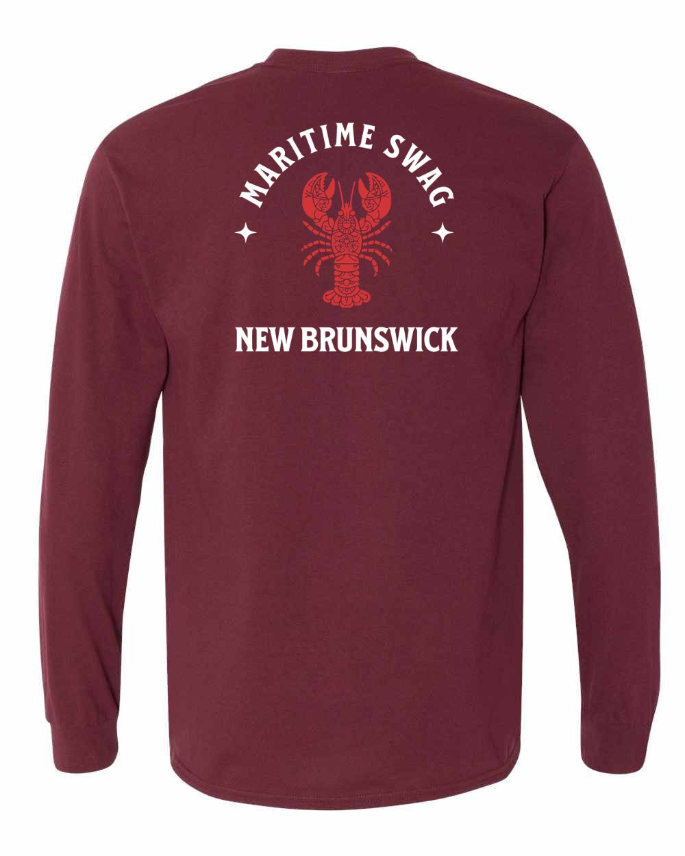 Maritime Swag New Brunswick Mandala Red Lobster Left Chest and Back Long Sleeve Tee