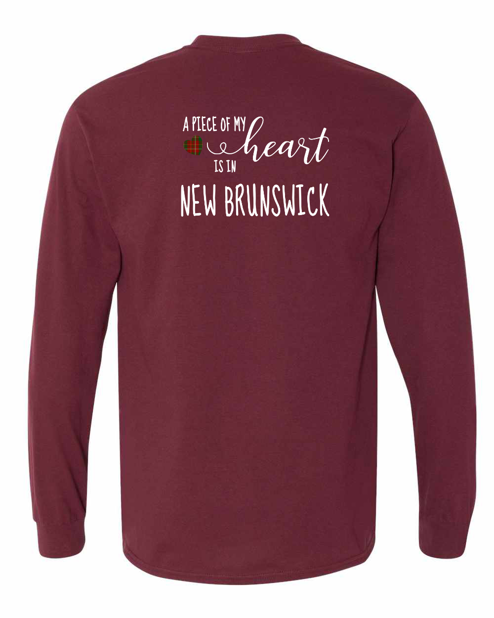 A piece of My heart in NB Tartan Heart Left Chest and Back Long Sleeve Tee - Unisex