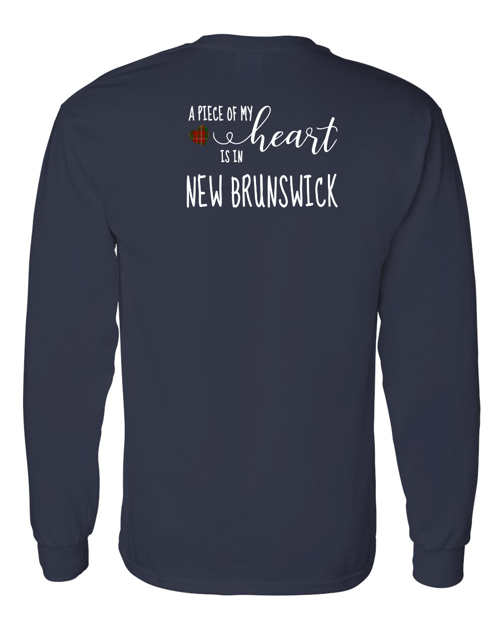 A piece of My heart in NB Tartan Heart Left Chest and Back Long Sleeve Tee - Unisex