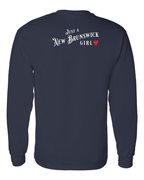 Just a NB Girl Red Heart Left Chest and Back Long Sleeve Tee - Unisex