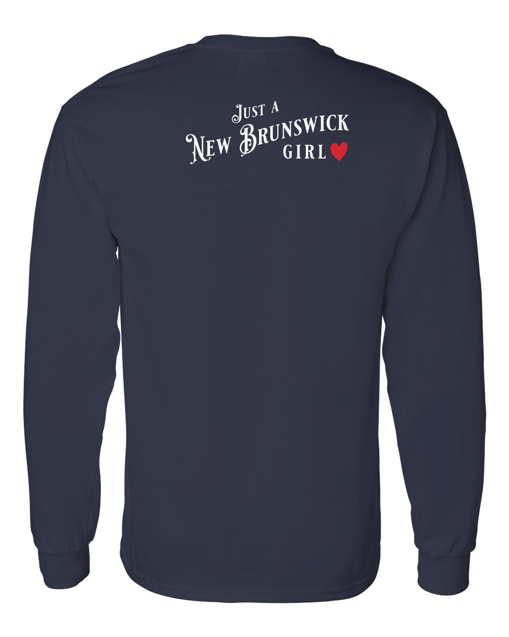 Just a NB Girl Red Heart Left Chest and Back Long Sleeve Tee - Unisex